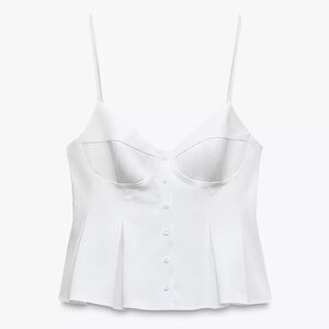 White Spaghetti Strap Button-Up Top